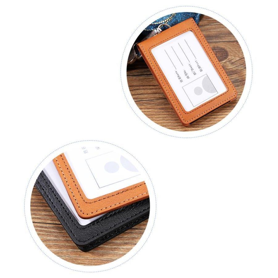IDカードホルダー IDカードケース パスケース PUレザー 縦型 伸びる
