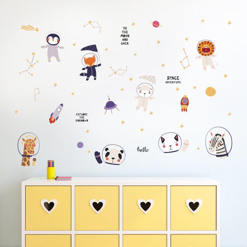 ウォールステッカー ウォールシール 動物 アニマル 宇宙 宇宙旅行 ロケット 星 壁紙 寝室 可愛い おしゃれ 手軽 雰囲気替え 簡単 シール トイレ Zak Kawaemon 通販 Yahoo ショッピング