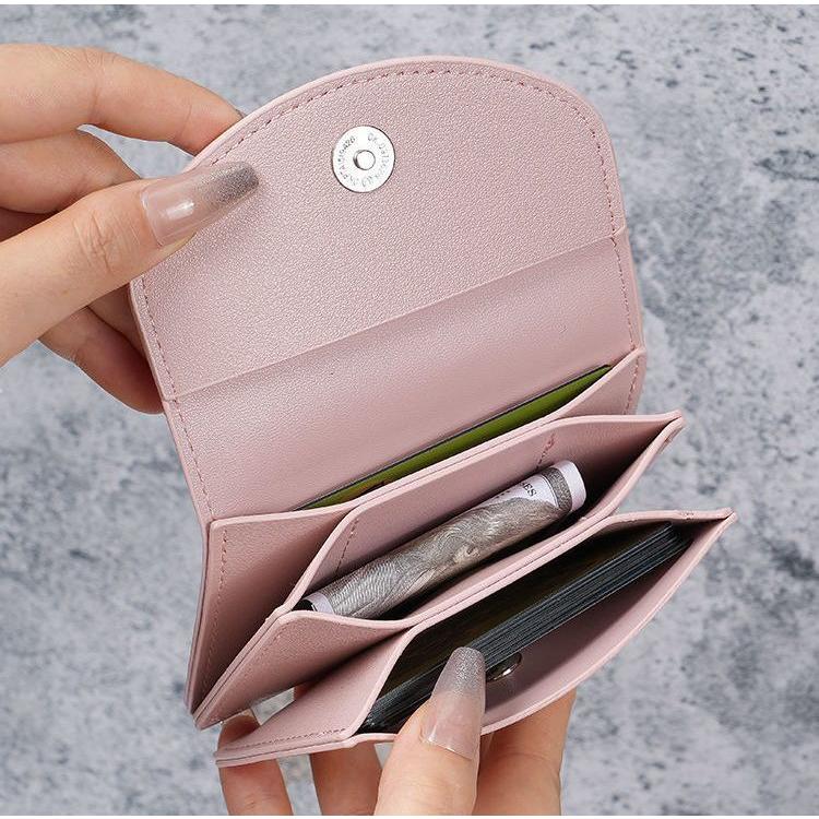 カードケース ミニ財布 レザー調 マグネットボタン お札入れ