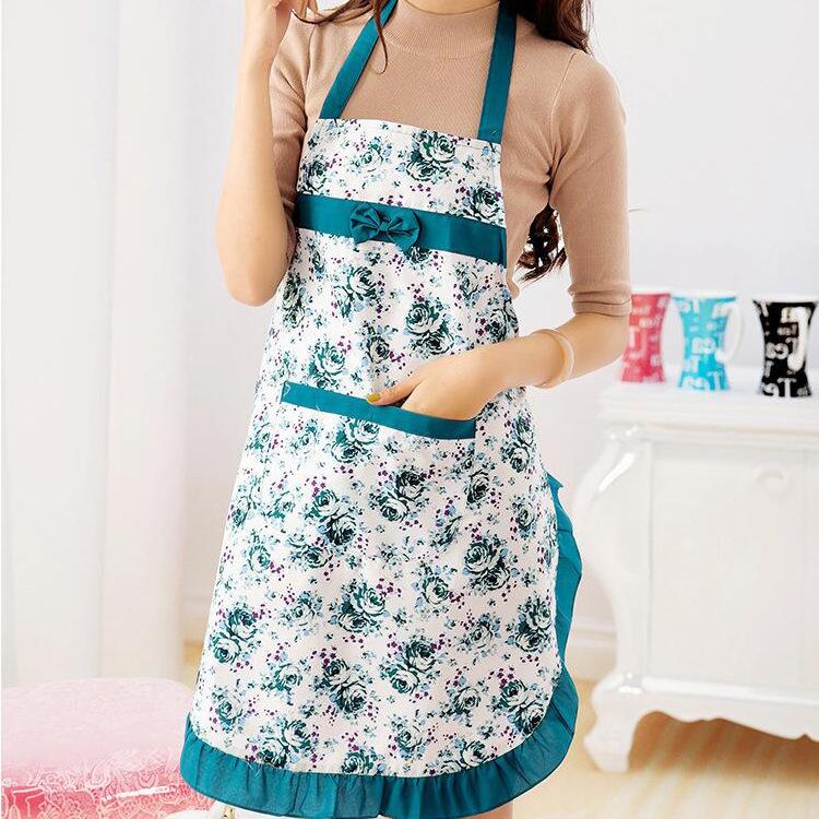 エプロン レディース 女性用 花柄 フラワー バラ ローズ フリル リボン