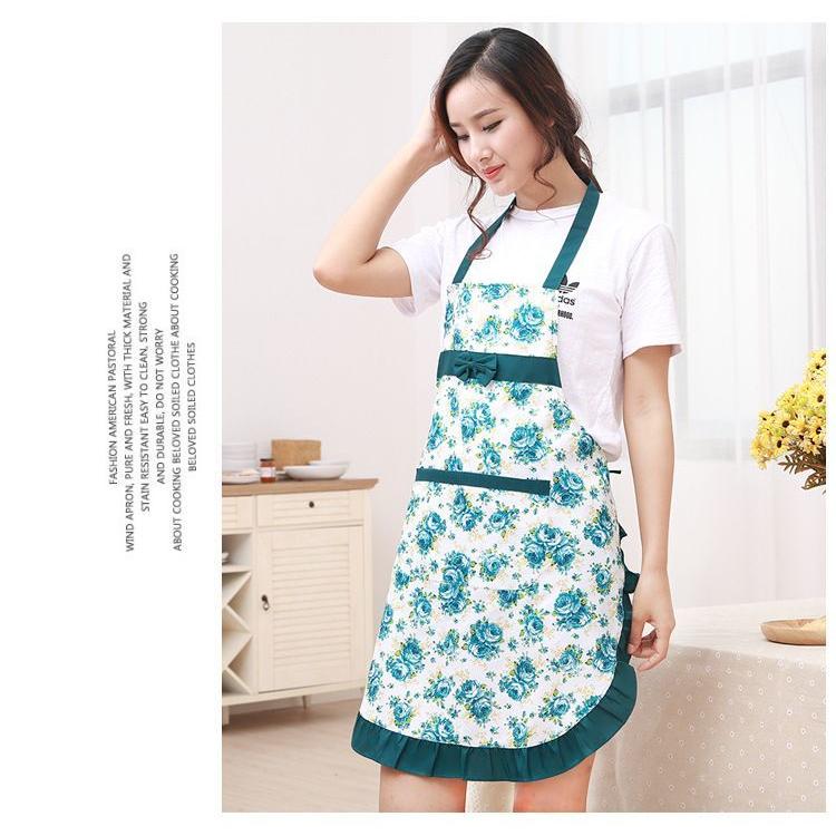 エプロン レディース 女性用 花柄 フラワー バラ ローズ フリル リボン