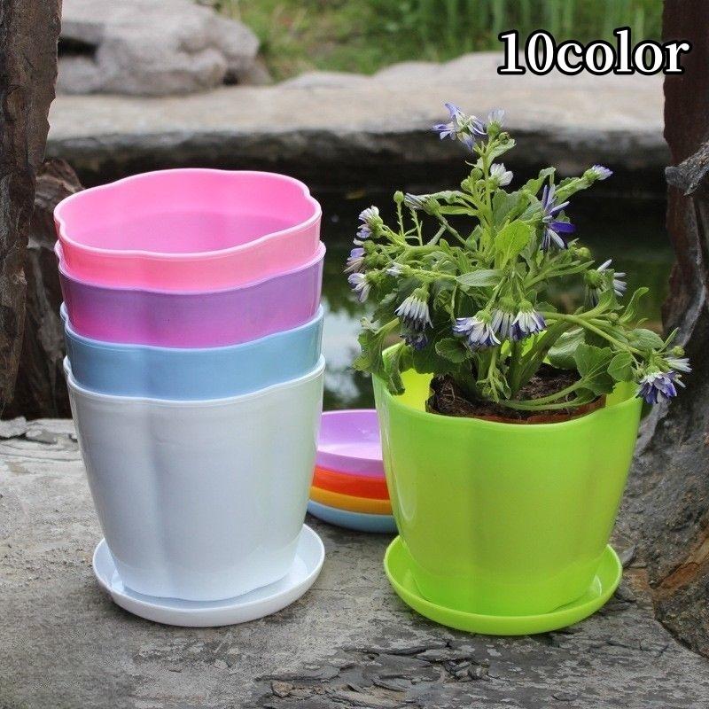 植木鉢 受け皿付き フラワーポット プランター プラ鉢 丸型 ラウンド型
