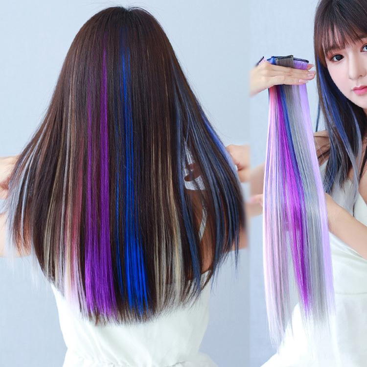 編み込みエクステ メッシュカラー　ロングストレート ワンタッチエクステ メッシュ レディース 女性 ヘアアクセサリー