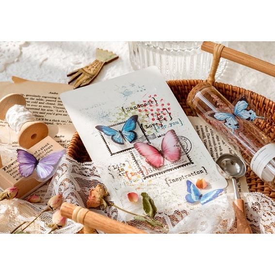 クリアステッカー シール 40枚セット 蝶 バタフライ 透け感 コラージュ