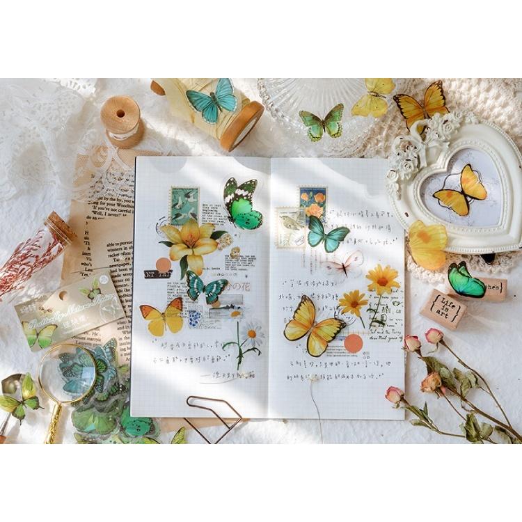 クリアステッカー シール 40枚セット 蝶 バタフライ 透け感 コラージュ