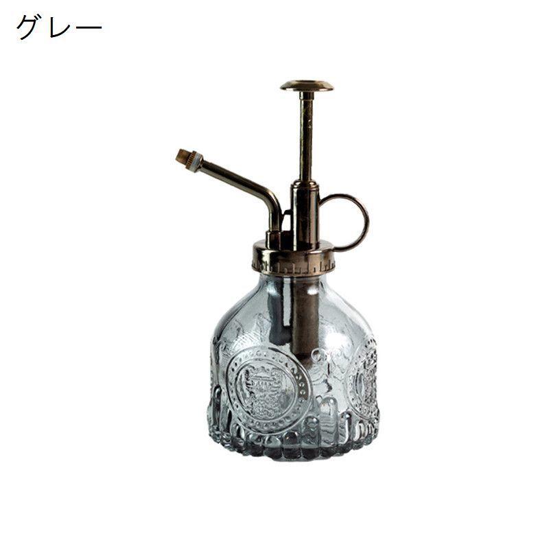 霧吹き スプレー 200ml ガラス製 アンティーク調 プッシュ式