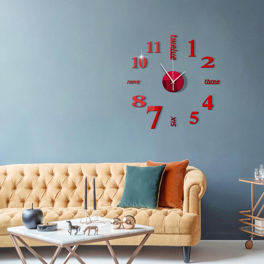 壁掛け時計 ウォールクロック 鏡面 壁 シール 貼れる 簡単 電池式 DIY