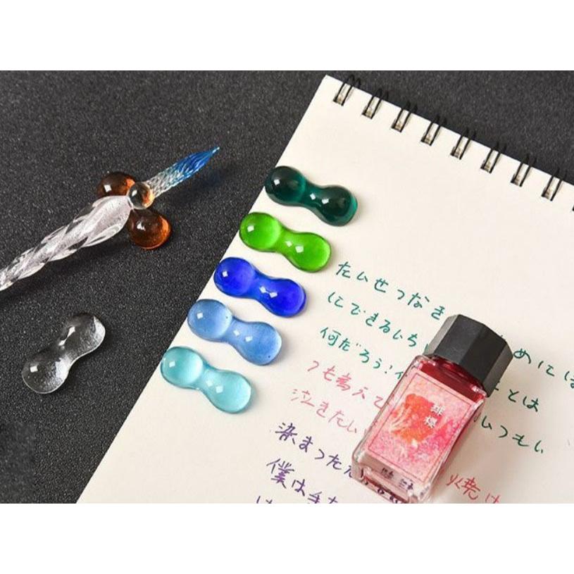 ペン置き ペンホルダー 同色2個セット ガラスペン 万年筆 ペンレスト
