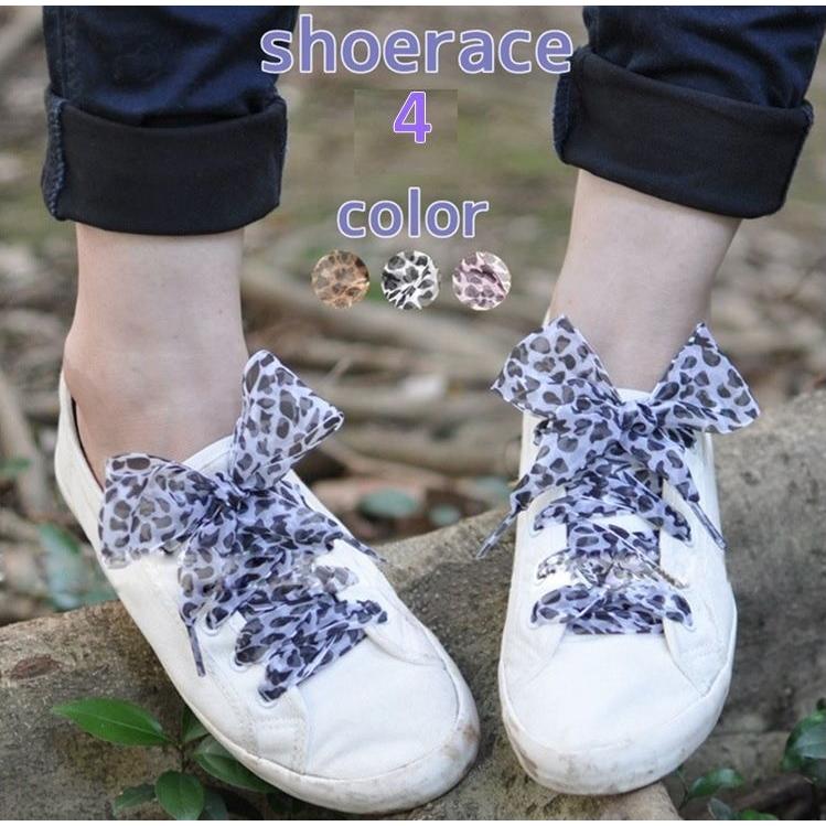 靴紐 くつひも シューレース レディース 女性 女子 幅広リボン ヒョウ