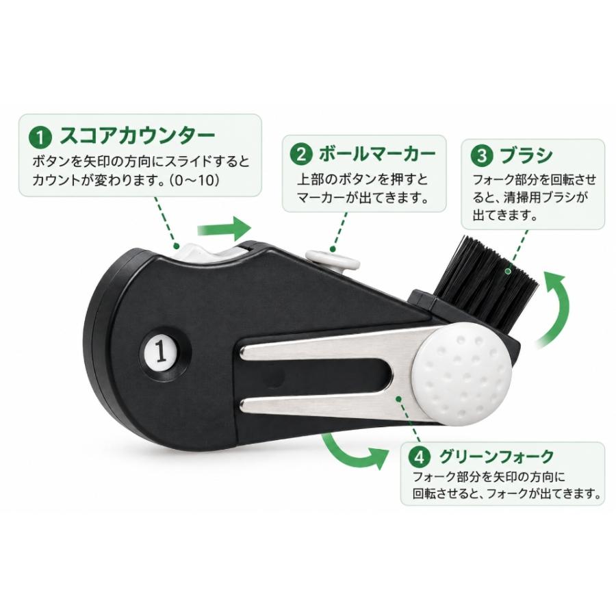 グリーンフォーク 多機能 ゴルフ スコアカウンター マーカー付き