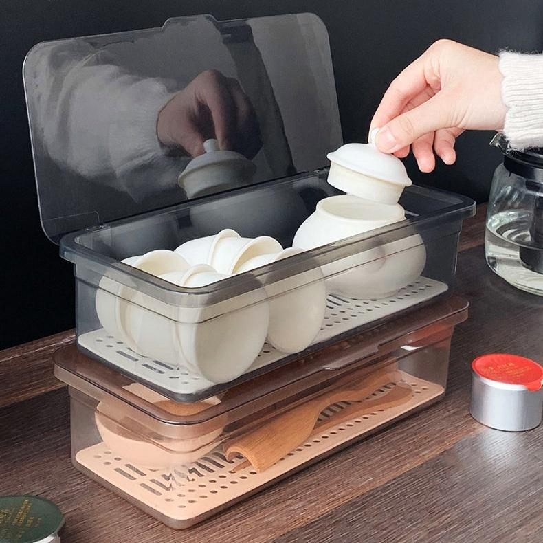 カトラリーケース 整理ボックス 収納ボックス 蓋付き 水切り板付き