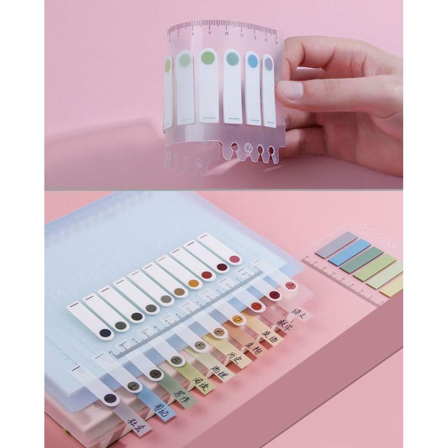 【新品未使用】海外文房具セット①/まとめ売り 80サイズ♡付箋・メモ・ステッカー 付箋 定規付き 200枚セット スケール付き ふせん フィルム