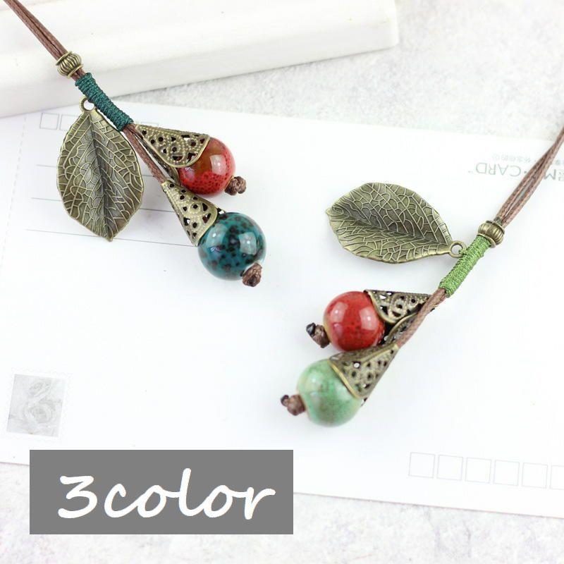 ネックレス ペンダント レディース アクセサリー 木の実 葉っぱ 紐 コード ビーズ ハンドメイド風 手作り風 ナチュラル おしゃれ シンプル 記念日 Zak Kawaemon 通販 Yahoo ショッピング