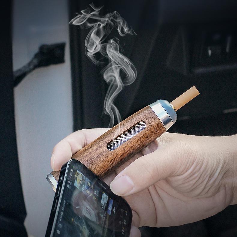 携帯灰皿 喫煙グッズ シガータイプ 葉巻型 木製 水洗い可 ポータブル