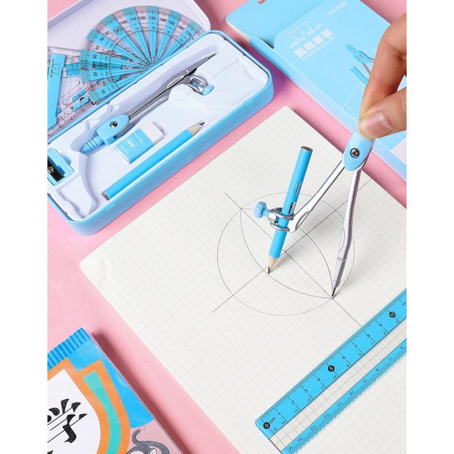 製図用品セット 文具セット 定規 コンパス 分度器 三角定規 直定規