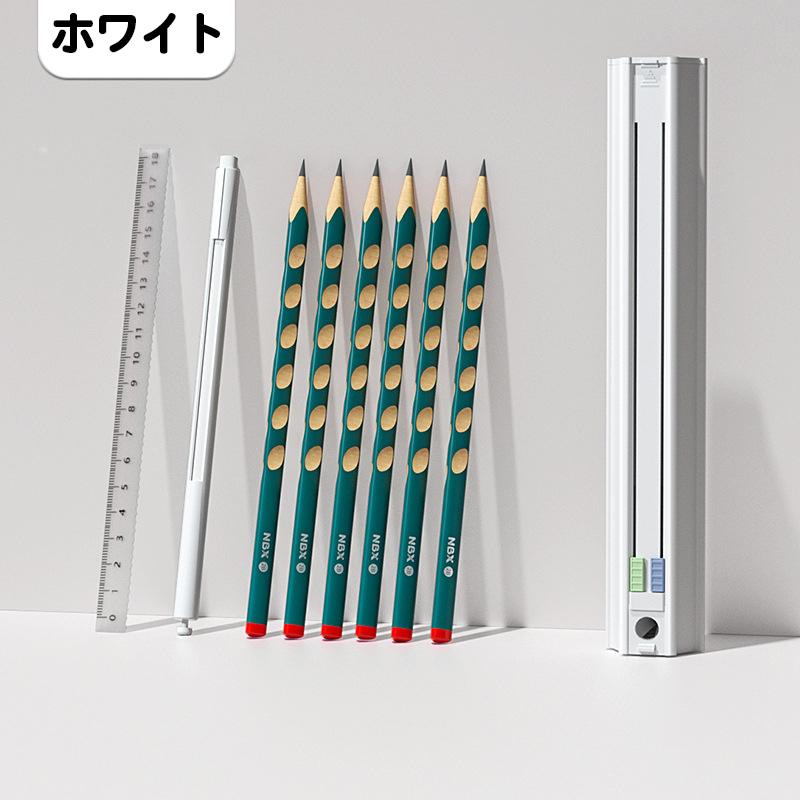 ペンケース 筆箱 スライド式 六角形 文具セット 鉛筆6本 消しゴム 定規
