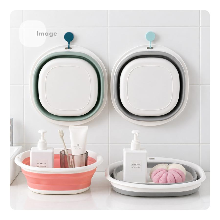 家庭用品浴室トイレの実用的な折り畳み型洗面器 折りたたみ洗面器 たらい 洗い桶 湯桶 たためる 省スペース 壁掛け