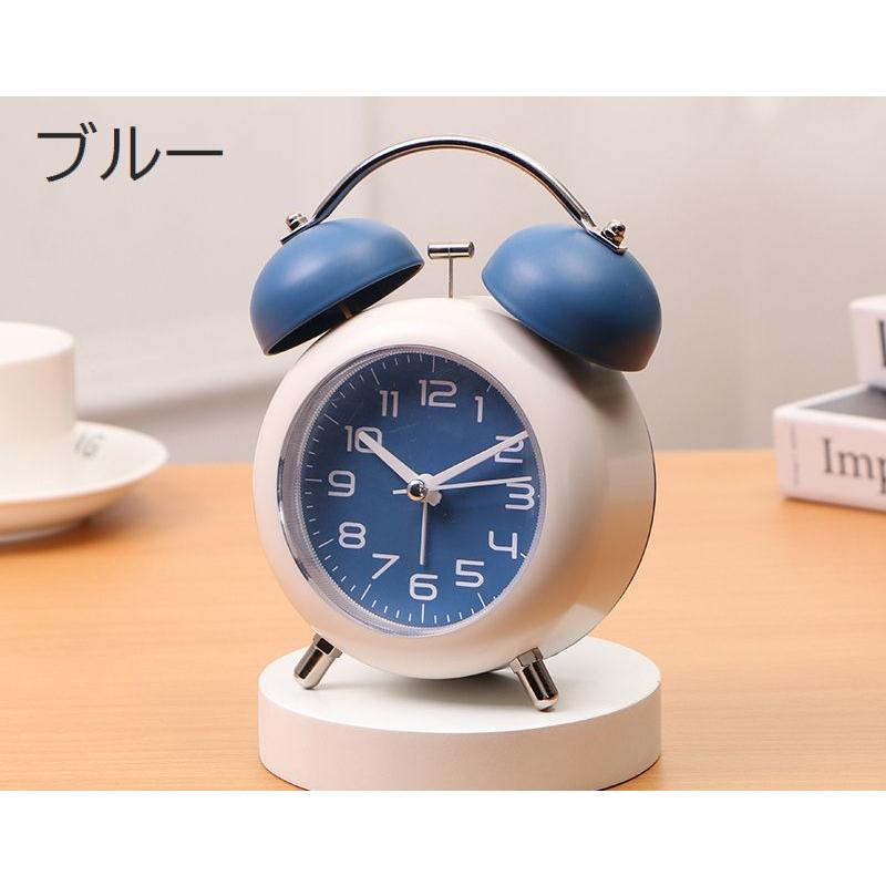 目覚まし時計 置き時計 アナログ 電池式 ライト付き ツインベル 大音量
