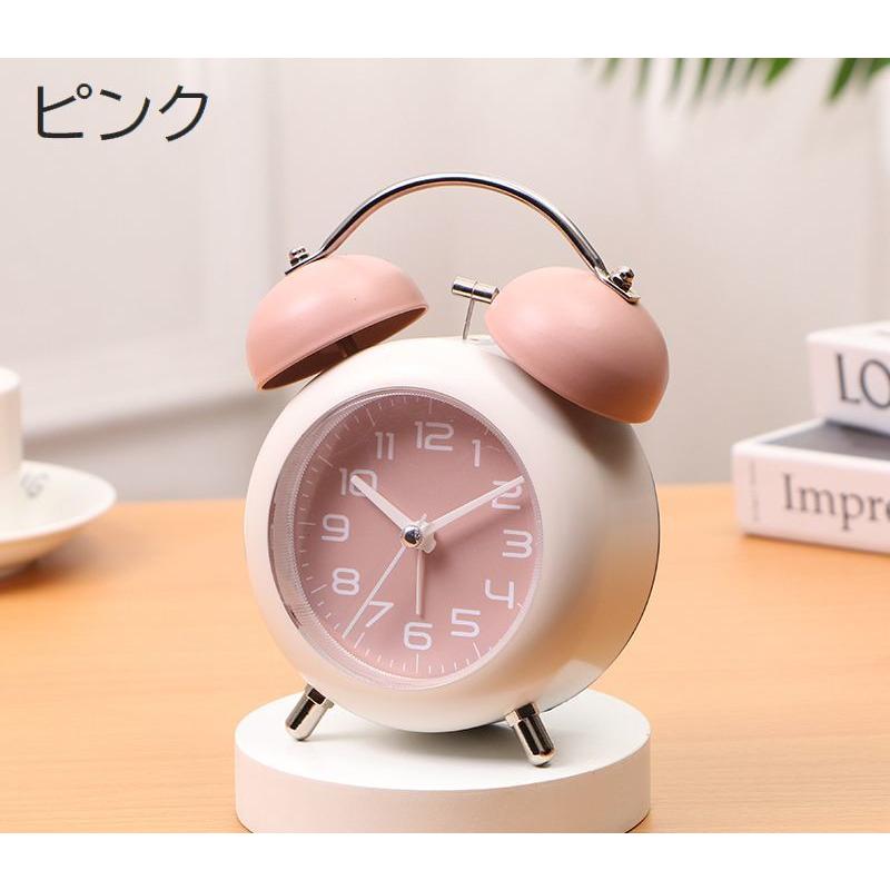 目覚まし時計 置き時計 アナログ 電池式 ライト付き ツインベル 大音量