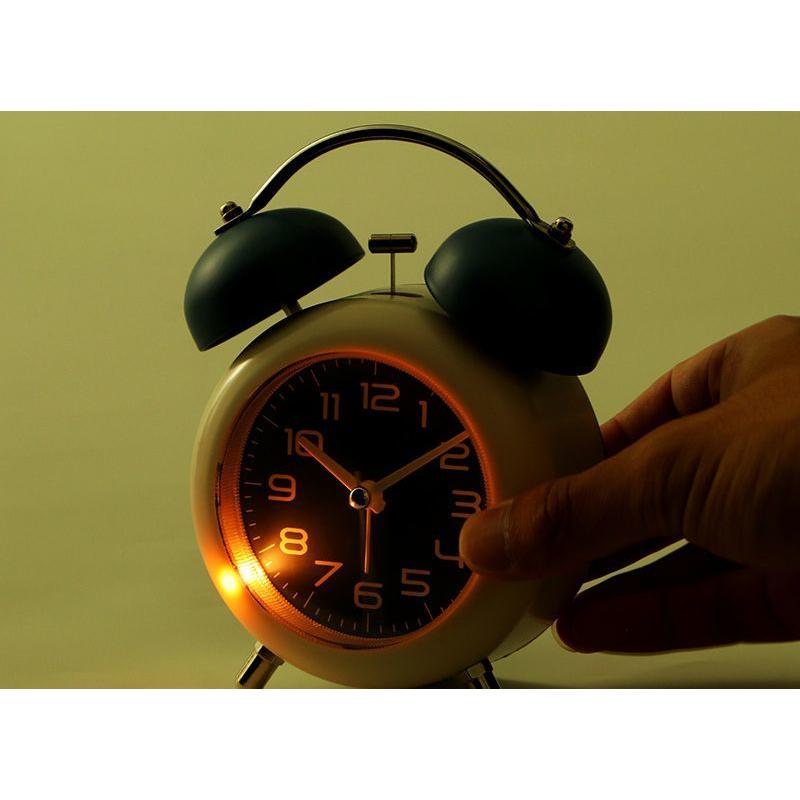 目覚まし時計 置き時計 アナログ 電池式 ライト付き ツインベル 大音量