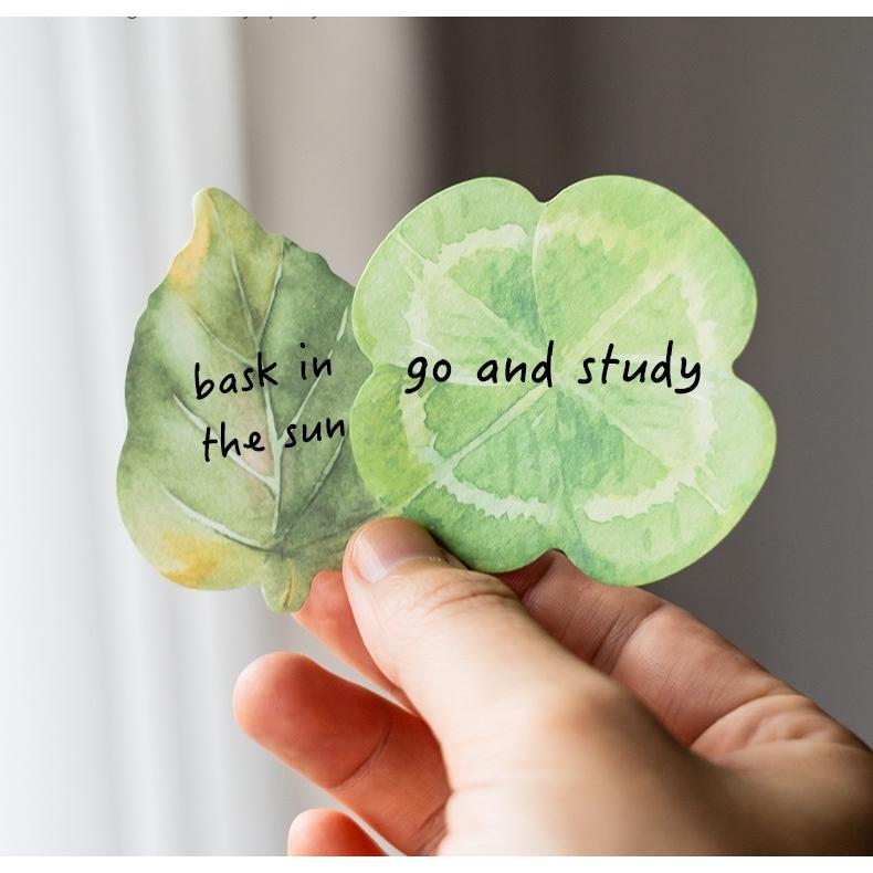 付箋 メモ帳 30枚 粘着 忘備録 リーフ 葉っぱ クローバー 紅葉