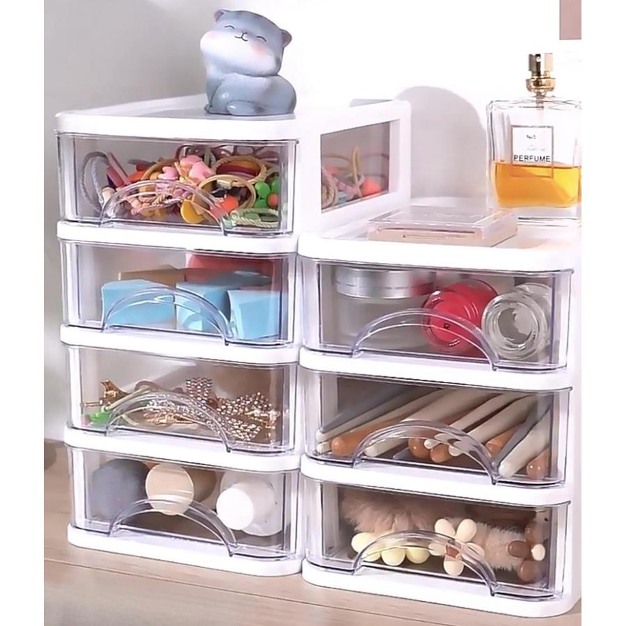 デスク収納 引き出し デスクチェスト 2段 3段 小物入れ クリア 透明