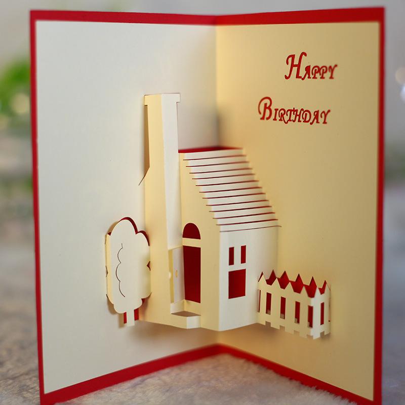 グリーティングカード メッセージカード 誕生日 バースデー 記念日 お祝い カード 立体 飛び出す 家 3d Zak 521 Kawaemon 通販 Yahoo ショッピング