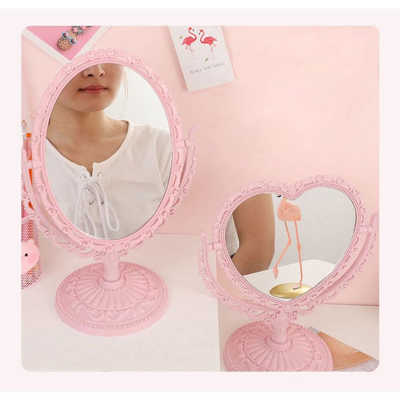 卓上ミラー スタンドミラー 鏡 両面 メイクミラー 360度調整可能 北欧