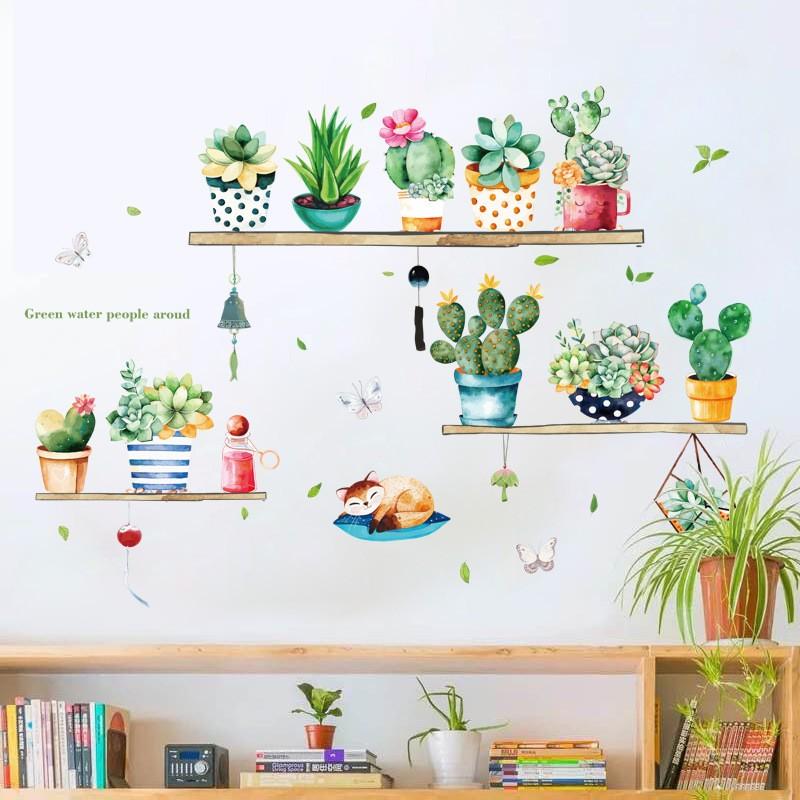 ウォールステッカー 多肉植物モチーフ ウォールシール Diy 植物 サボテン 多肉植物 蝶 英字 ネコ イラスト パステル 壁紙 壁面装飾 壁装飾 工 Zak Kawaemon 通販 Yahoo ショッピング