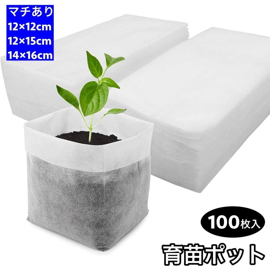 育苗ポット 100枚入り 不織布 マチあり 苗ポットバッグ 不織布