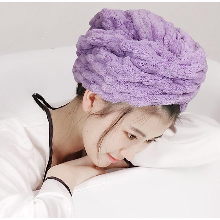 タオルキャップ ドライキャップ ヘアドライ タオル ボタン付き ゴム