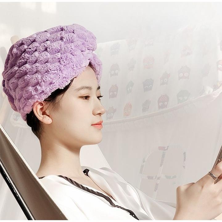 タオルキャップ ドライキャップ ヘアドライ タオル ボタン付き ゴム