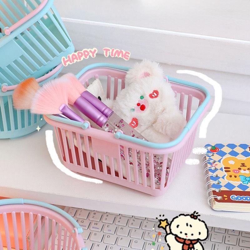 小物入れ バスケット 買い物かご型 カゴ 収納 ペン立て ペン