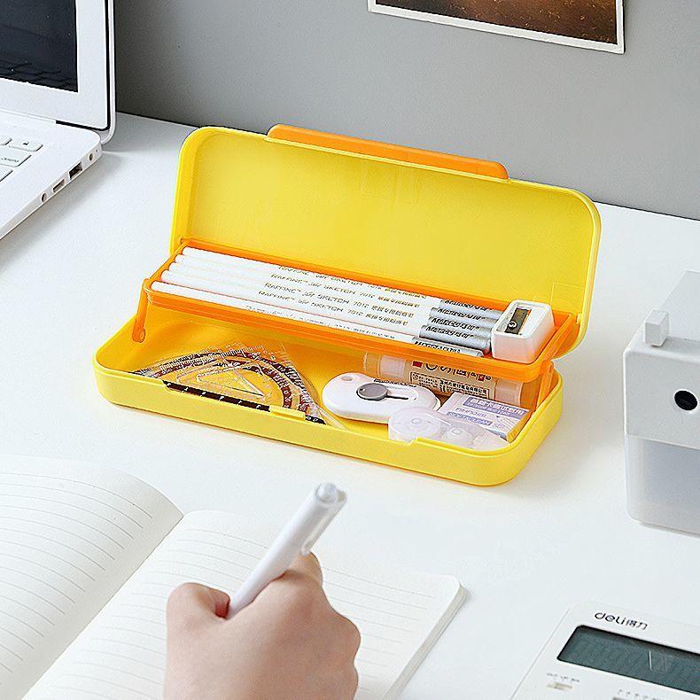 ペンケース 筆箱 学生 オフィス 仕事 文房具 大容量 2段構造 シンプル