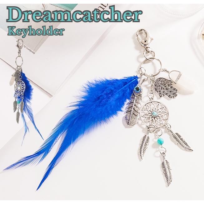ドリームキャッチャー キーホルダータイプ 魔除け 羽毛 羽 フェイク