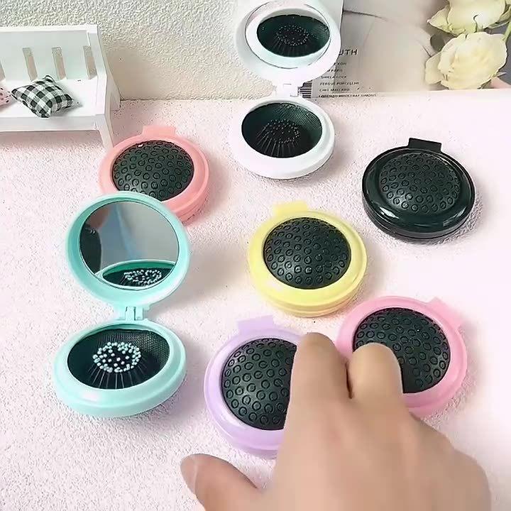 コンパクトミラーヘアブラシ 楽天市場】折りたたみ 持ち運び 頭皮 ヘアブラシ コンパクト