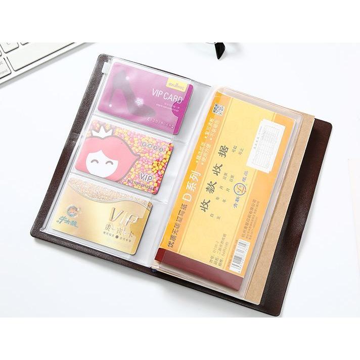 ノート A6サイズ カバー付き レザー調 フェイクレザー カード収納