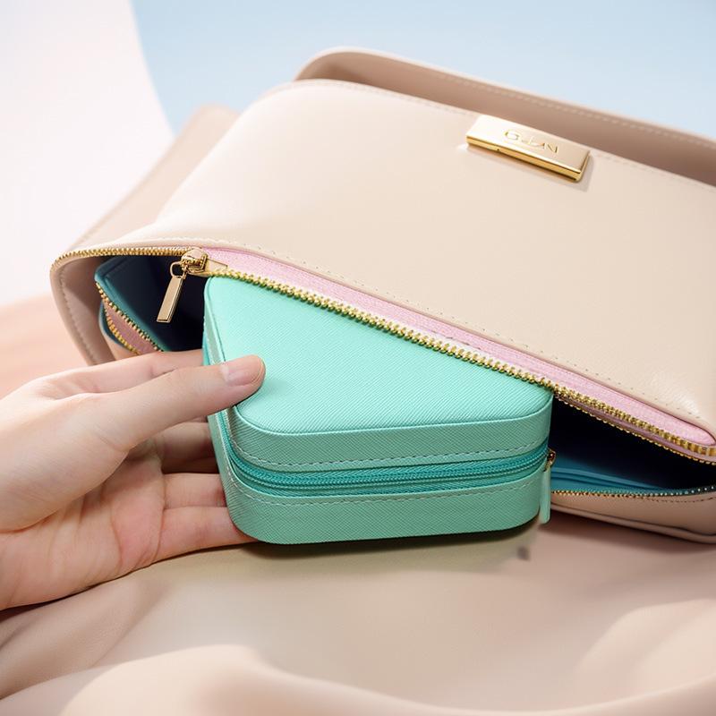 アクセサリーケース ジュエリーボックス PUレザー コンパクト 仕切り