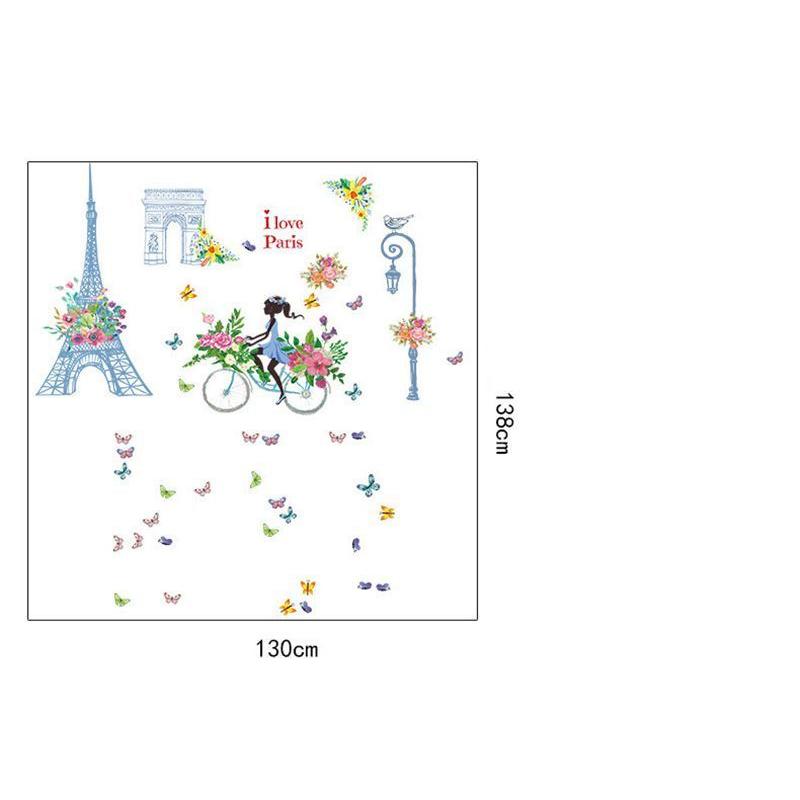 ウォールステッカー ウォールシール 壁シール 壁紙シール 商品 壁面装飾 壁装飾 室内装飾 エッフェル塔 Paris 女の子 ガーリー 凱旋門 パリ お花