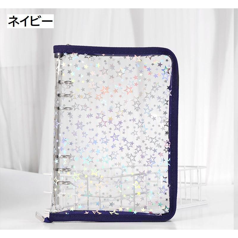 バインダー リングファイル 手帳型 A5サイズ ファスナー付き クリア