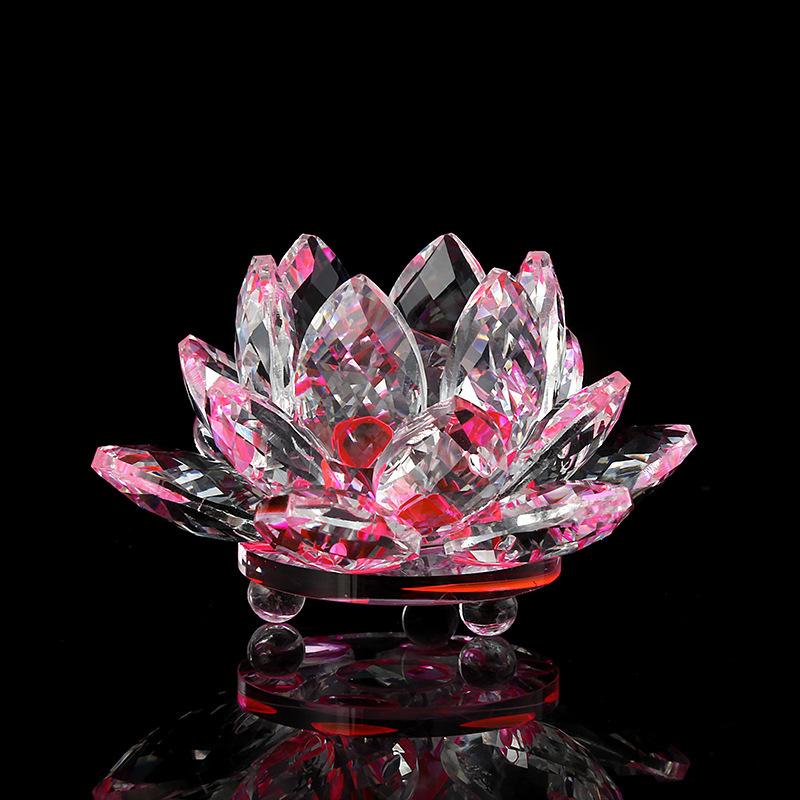 蓮の花 置物 クリスタル風 オブジェ 8cm サンキャッチャー 仏壇飾り