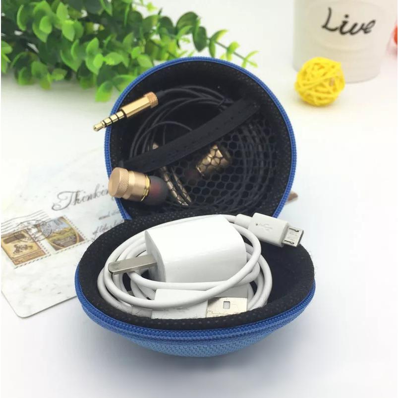 イヤホンケース メッシュポケット付き グレー ポーチ イヤホンケース ミニポーチ マルチケース 小物入れ ファスナー 円形 丸