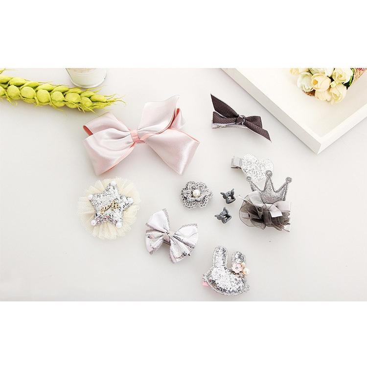 Frcolor ヘアピン こども 女の子 ヘアクリップ リボン ピン留め かわいい ヘアアクセサリー 前髪クリップ キッズ かみどめ 可愛いうさぎ耳型 おしゃれ お誕生日 プレゼント 12点セット 盛り合わせ色2 贅沢