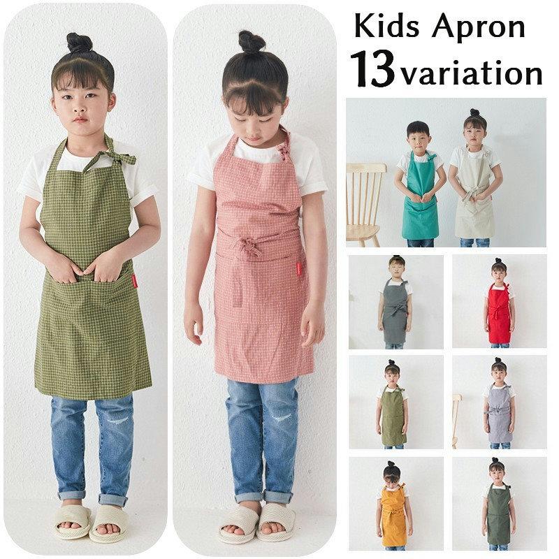 ネコポス送料無料 キッズ用エプロン 可愛い 子供用エプロン 女の子 色落ちしない 幼児 リネン 男女兼用 Diy コットン 男の子 綿麻混合 ワンピース