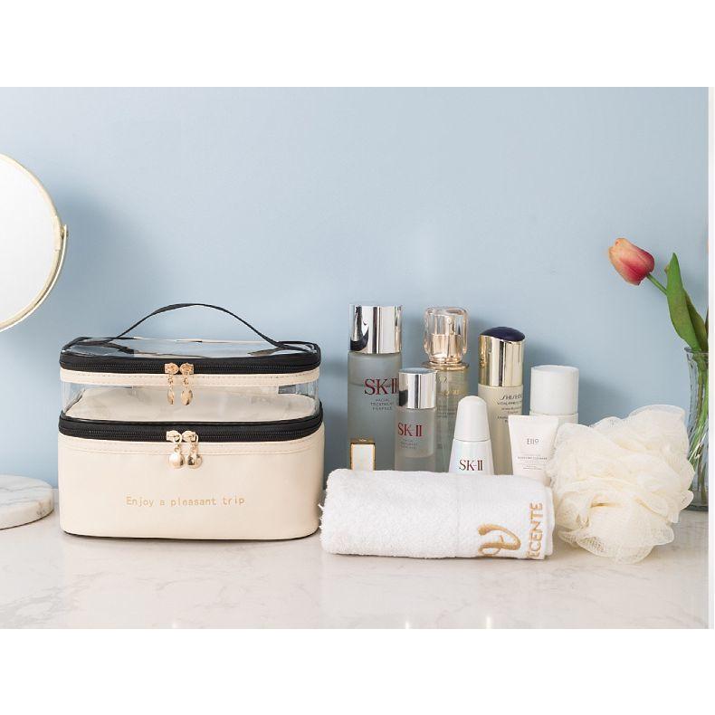 化粧ポーチ 大容量 バニティポーチ コスメボックス 2段式 コスメバッグ