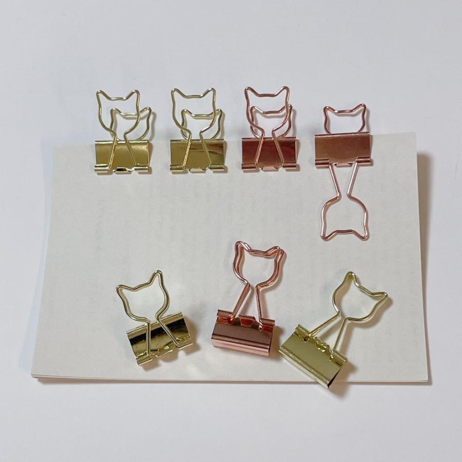 ダブルクリップ 10個セット メタルクリップ ねこ 星 ハート ペーパー