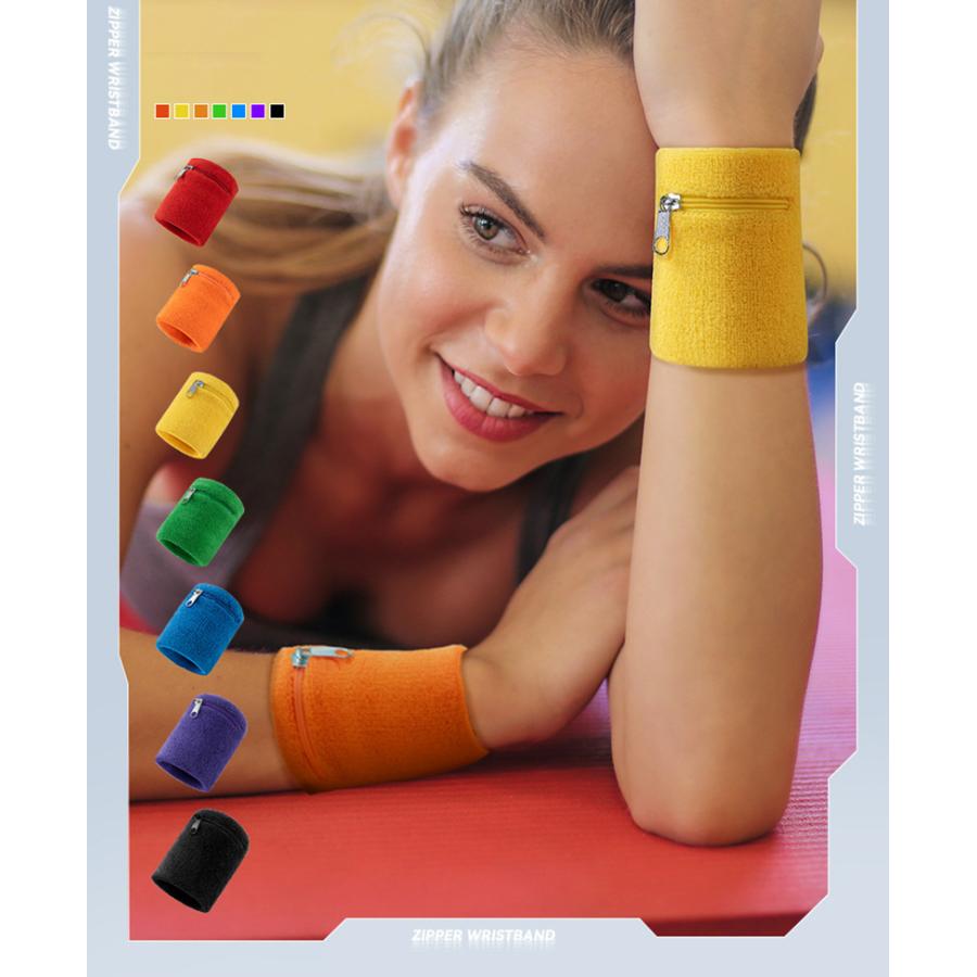 リストバンド ポケット付き 単品 1個 メンズ レディース ファスナーポケット 小銭入れ チャック スポーツ ランニング 鍵 お金 コインケース キー