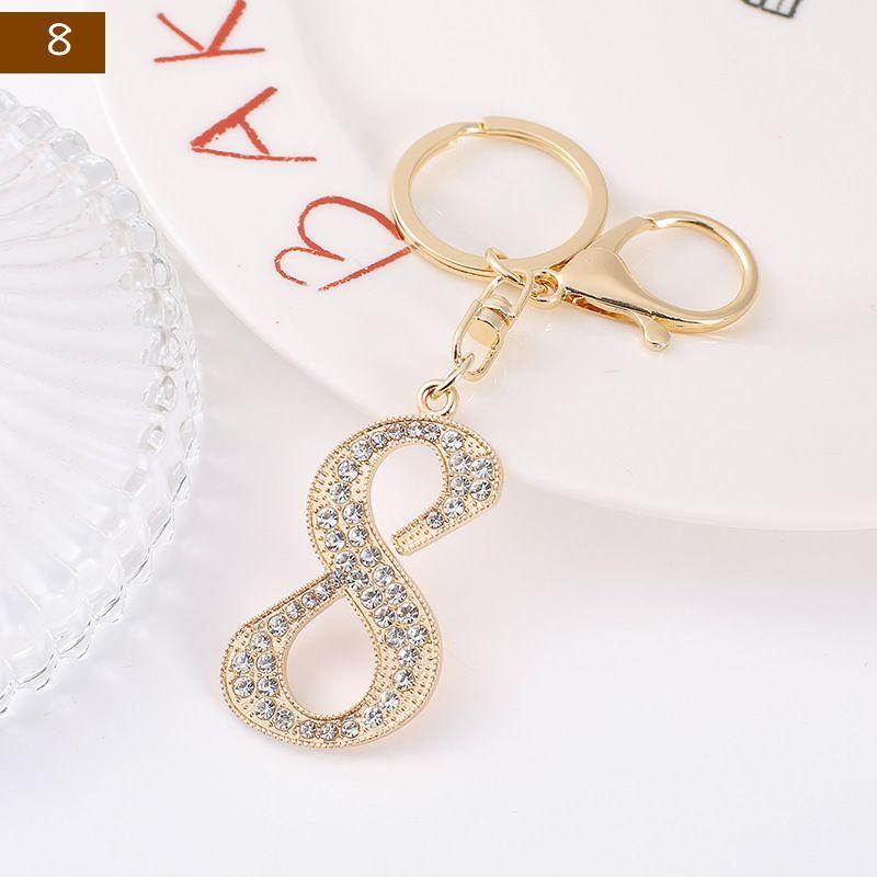 キーホルダー バッグチャーム 数字 ナンバー キラキラ ラインストーン