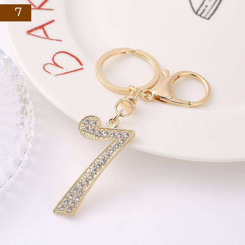 キーホルダー バッグチャーム 数字 ナンバー キラキラ ラインストーン
