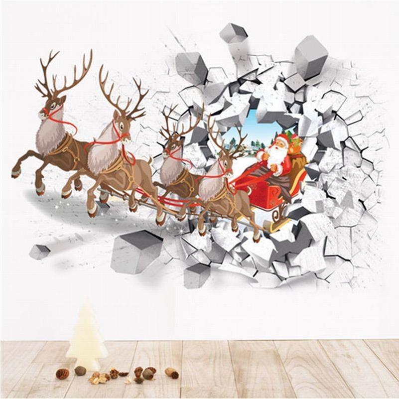 ウォールステッカー 壁紙シール 3d クリスマス X Mas Christmas 貼ってはがせる サンタ ソリ トナカイ 飛び出す リース 夜空 扉窓 Zak Kawaemon 通販 Yahoo ショッピング